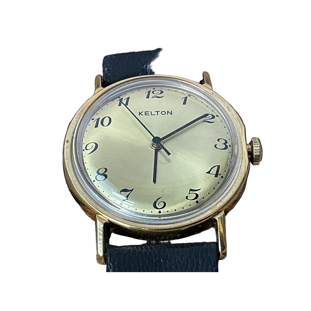 Kelton Gold Tone Analog Wristwatch Men's Mechanical Manual Gold Plated